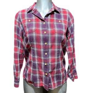 Duluth Plaid Button-Up Barn Shirt Top Flannel Size Small Outdoor Camping Hiking